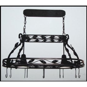 Country Kitchen Pot Rack with Down Light