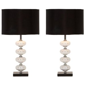 UMA Black and Pearl Metal Glass Table Lamps